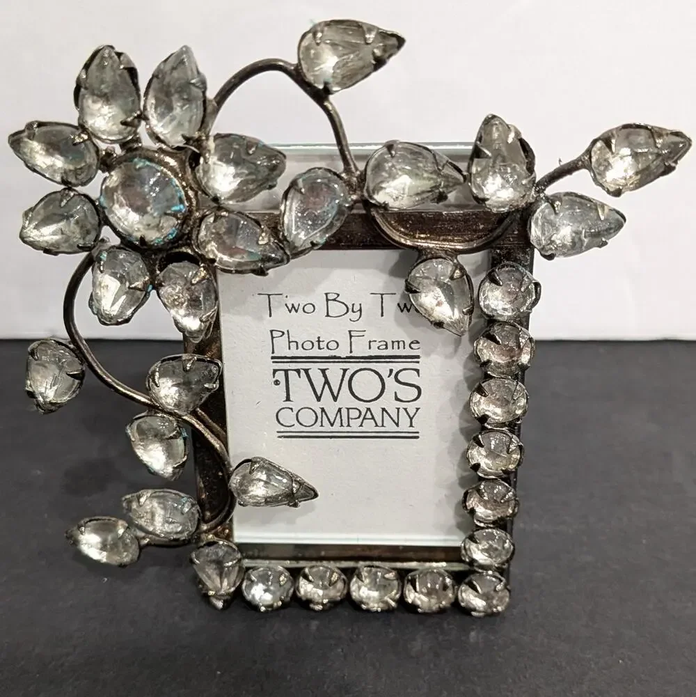 Vintage Two's Company Mini Crystal Vine & Floral Picture Frame 1
